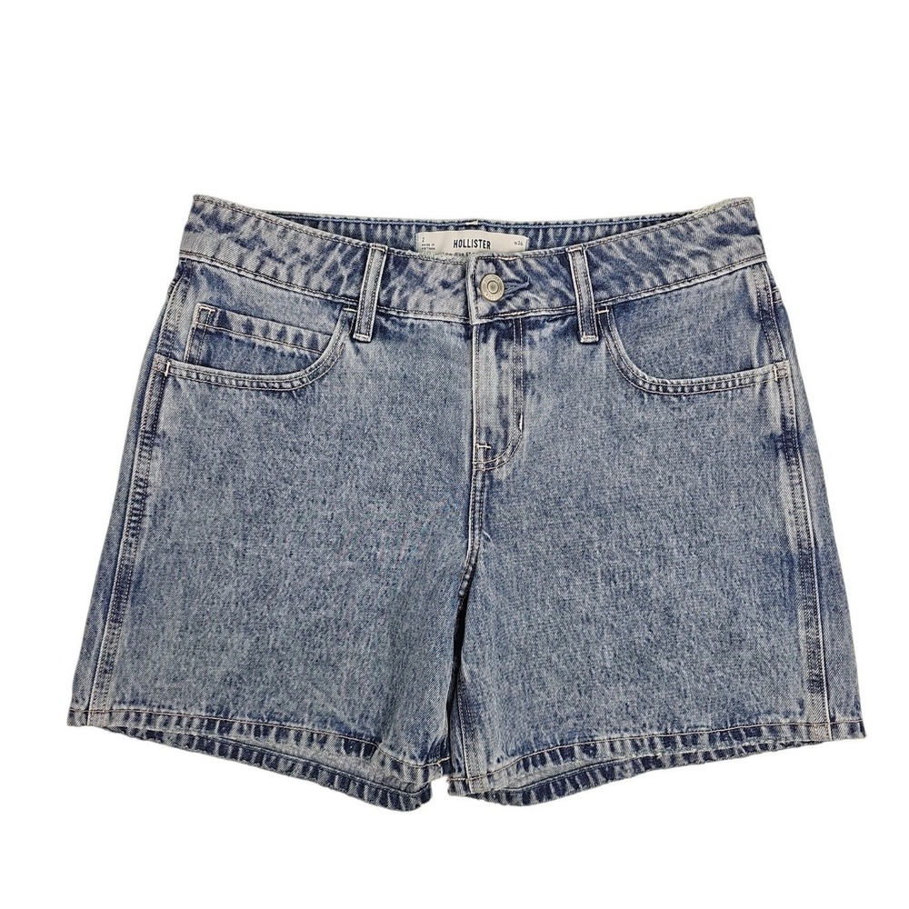 Hollister Denim Shorts Low-Rise 5" Baggy Acid Wash Women 2
